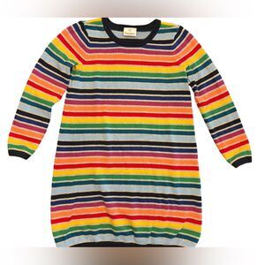 EUC Hanna Andersson Girls 10–12 Rainbow Stripe 100% Cotton Sweater Dress